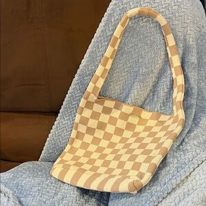 Checkered Tan and Cream Women's Bag